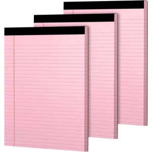 Colored Legal Pads, 3 Pack Writing Pads 8.5 x 11 inch,  Perforated Notebooks with Sturdy , Wide Ruled, 30 Sheets Per Writing Pad for School, College, Office, Professional (Pink)