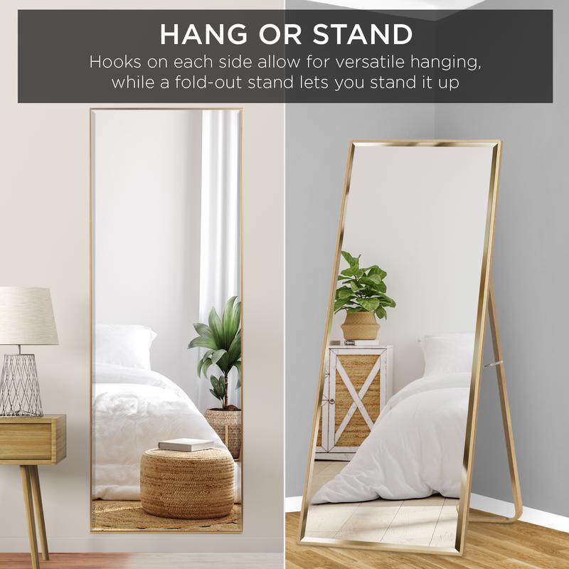Best Choice Products 65x22in Full Length Mirror, Rectangular Beveled Wall Hanging & Leaning Floor Mirror