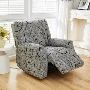 European Style Printed Milk Silk Elastic Recliner Sofa Set, Includes Backrest and Two Armrests, Durable Fabric, Easy Care, Ideal for Hotel Restaurant Office