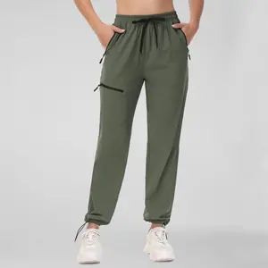 Women's Loose Fit Hiking Pants with Zipper Pockets - Stretchy Athletic Pants for Running, Workouts, Gym & Casual Wear, Comfortable Drawstring Waist