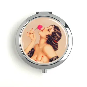 Memories of Olive by Alberto Vargas 1920 Pill Box Travel Pill Box Vitamin Storage Box Metal Makeup Mirror with Unique Design