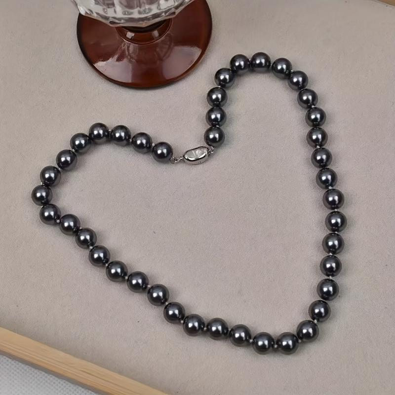 Tahitian Black Pearl Necklace | Large Natural Sea Pearl w/ Sterling Silver - Wedding/Holiday/Birthday Gift Jewelry