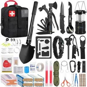 170 PCS Survival Kits, Survival First Aid Kit with Essential Survival Gear Emergency Medical Supplies  Hiking Camping Backpacking Outdoor Adventure, Gifts  Him Dad Men Christmas
