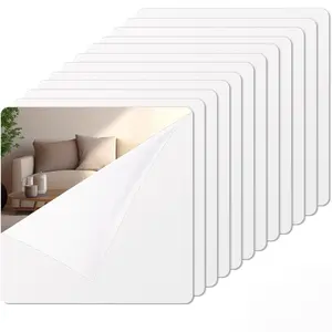 Flexible Plastic Mirror Lens 6/12 Pack Self-Adhesive Acrylic Wall Decor, Frameless Small Mirrors (5.9 X 5.9 Inches)