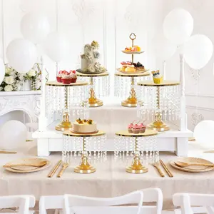 6pcs Gold Cake Stand Set, Round Metal Cake Stand,Candy Fruit Display Plate Cupcake Serving For Birthday Wedding Decor(8.6in,10.6in,12.6in)