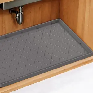 34'' x 22''  Under Sink Mat for Kitchen , Rubber Under Kitchen Sink Mat for Bottom, Bathroom Cabinet Liners for Shelves ,  Matt with Lip, Boot Tray