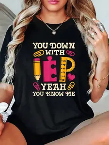 100% Cotton Unisex You Down With IEP SPED Teacher Special Education Funny Retro T-Shirt -Graphic Tees Women,Summer Tops
