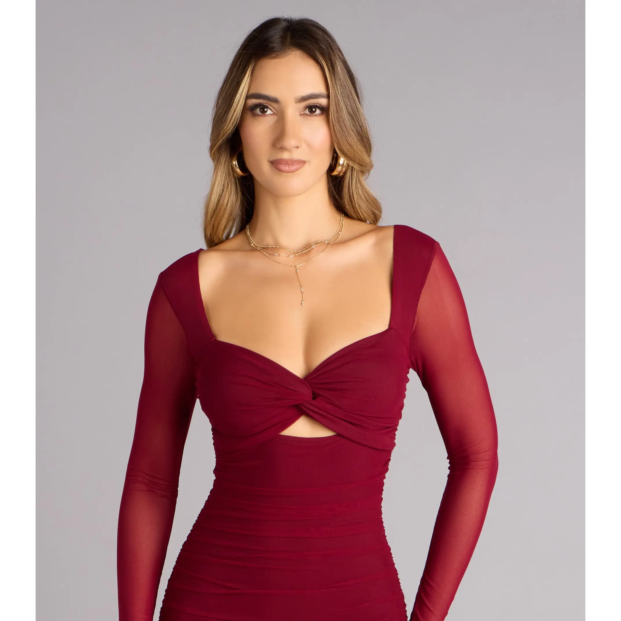 Date Night Defined Long Sleeve Midi Dress - TikTok Shop