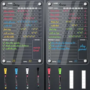 Chore Chart for  Multiple , Behavior Reward Responsibility Chart, Chores Chart for  Teens, 2 Dry Erase Board for  with 6 Markers & Anti-Scratch Pad, 8x12
