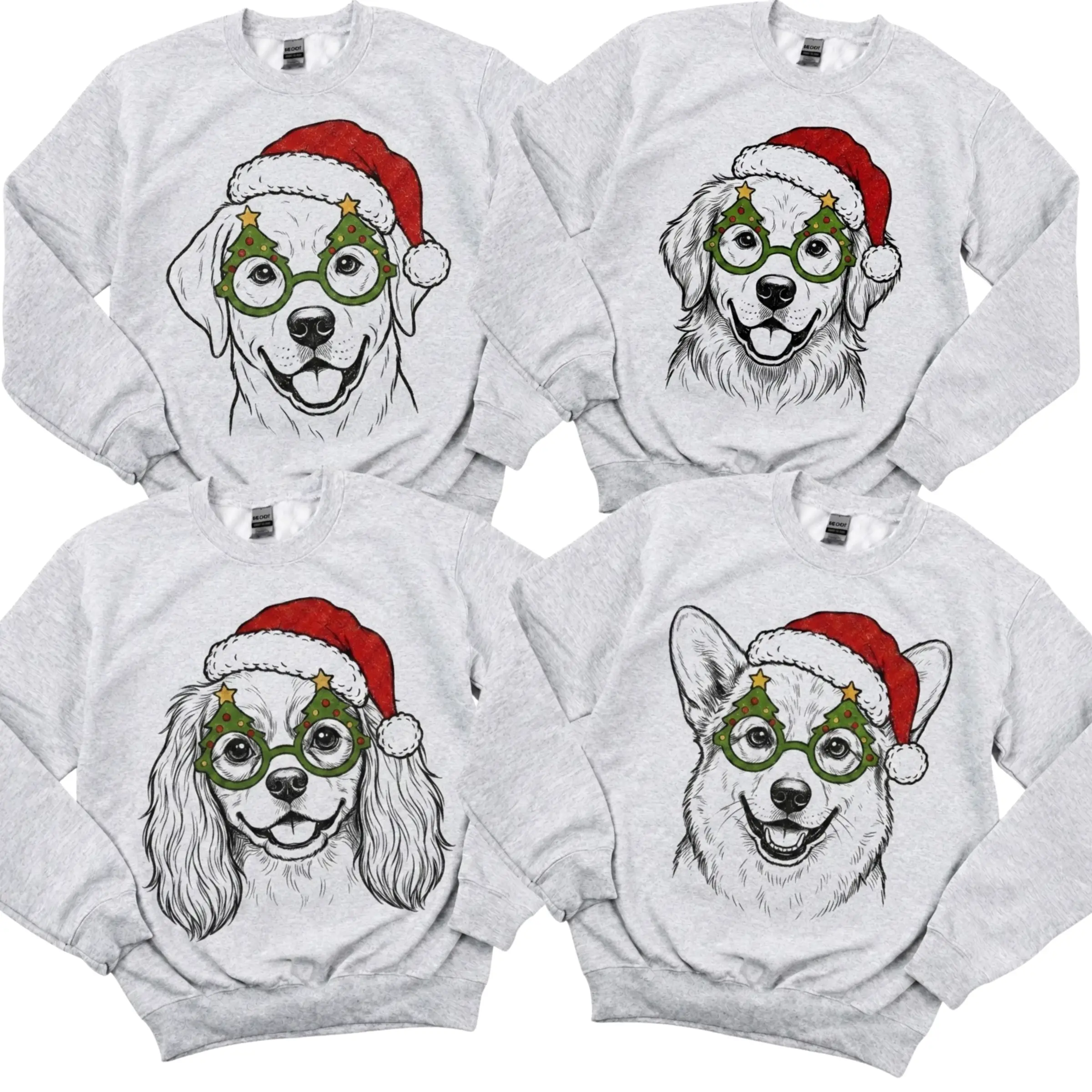 50+ Dog Breeds Available Christmas Sweatshirt, Cute Dog Holiday Shirt, Santa Hat Puppy Tee, Funny Christmas Dog Lover Gift, Festive Pet Mom Sweatshirt, Unisex Holiday Pullover