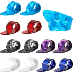 12 count Thumb Picks Medium Finger Picks, 6 Colors Flat Thumbpicks Celluloid Guitar Thumb Picks for Acoustic Guitar, Guitar Finger Pick for Fingerstyle Acoustic Guitar Banjo or Ukulele Harp Bass