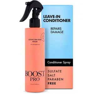 Boost Pro Leave-In Conditioner Spray - Hair Treatment with Shea, Argan Oil, Rose Water - Salt & Sulfate-Free Moisturizer Detangler for Women - For Curly, Wavy, Fine, Straight, All Hair (8.4 fl oz)