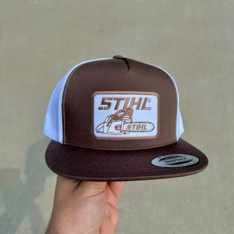 Vintage Sthil Brown Classic Style Flat Snapback Hat Timeless Stihl