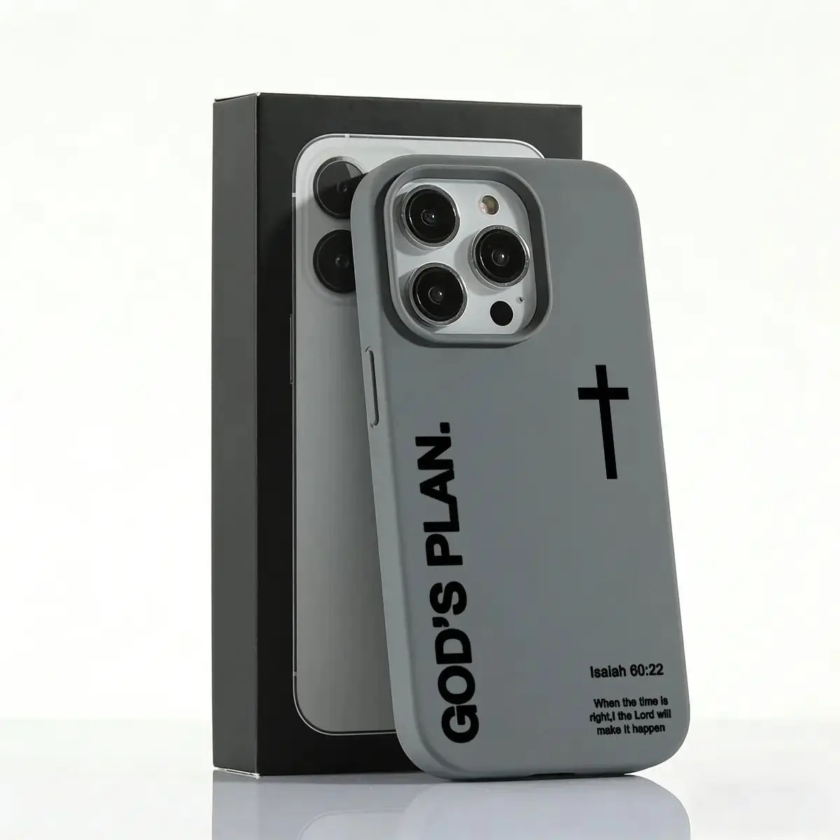 1PC "God's Plan" Isaiah 60:22 Bible Verse Cross For ip17promax Phone Case, Large Hole Liquid Silicone Skin-friendly Protective Cover for iPhone 17 Pro Max 16 15 14 13 12 11 Plus Air Pro, Perfect Christian Gift & Daily Use Durable Smartphone