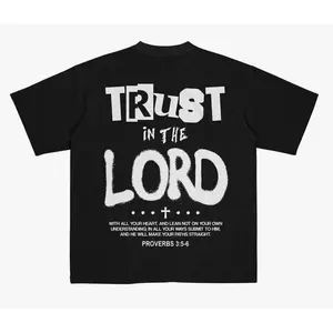 Trust in the Lord Shirt Jesus Paid Random Christian T Shirts Vintage I Love Jesus Menswear Top Cotton Polyester Streetwear Shortsleeve Round Neck Casual Black