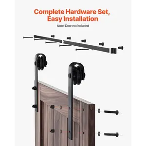 fathersdaygift VEVOR 6FT Sliding Barn Door Hardware Kit, 330 LBS Weight Capacity, Compatible with 36 Inches Max Width 1-3/8 to 1-3/4 Inches Thickness Single Sliding Barn Door, Durable Track J-shape Roller, Black