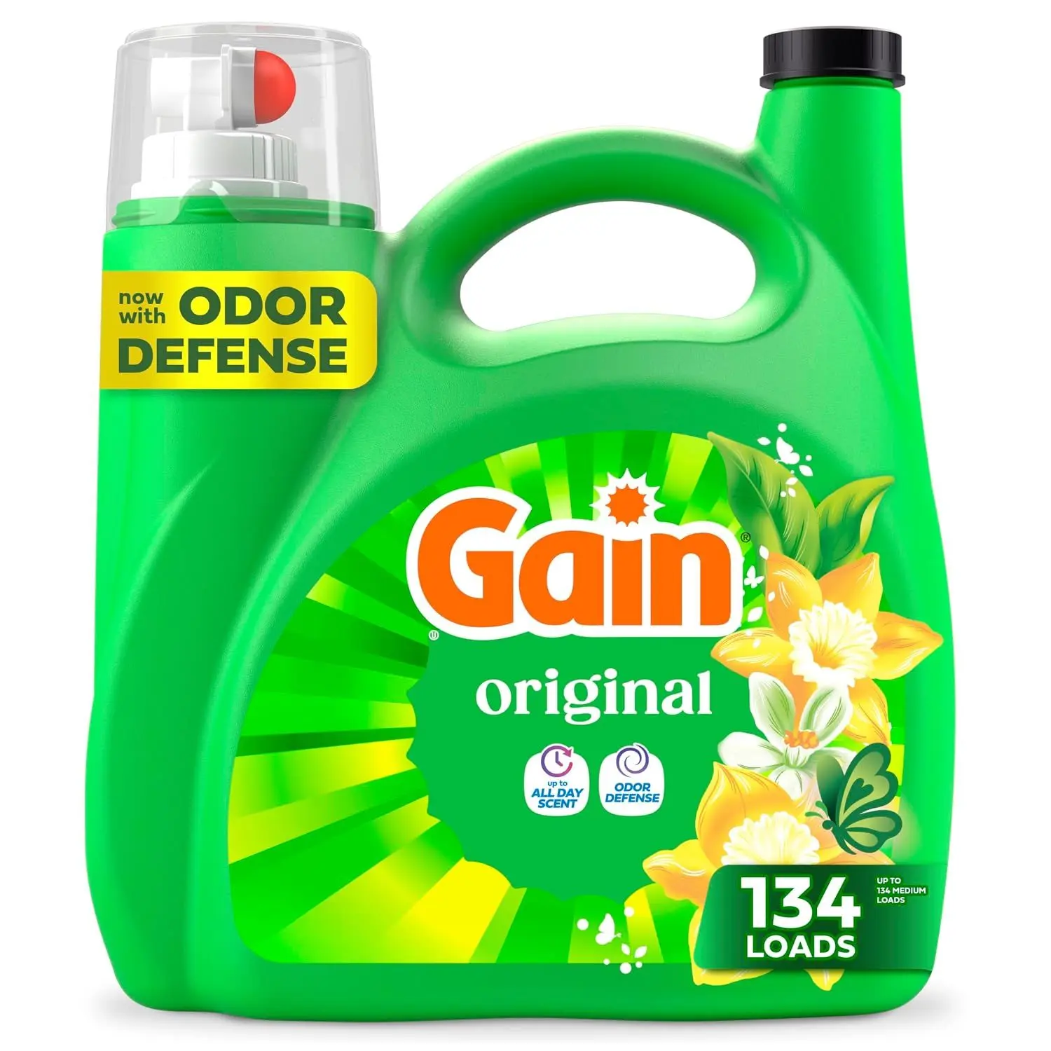 Gain Liquid Laundry Detergent, Freshness, Odor Defense, High Efficiency Washing Machine Liquid Laundry Soap, Original Scent, 132 fl oz, 100 Loads (Packaging May Vary)