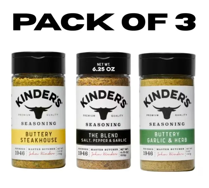 Kinder's The Blend Seasoning with Salt, Pepper, and Garlic, Buttery Garlic & Herb and Buttery Steakhouse Seasoning Variety Pack Spice Flavor