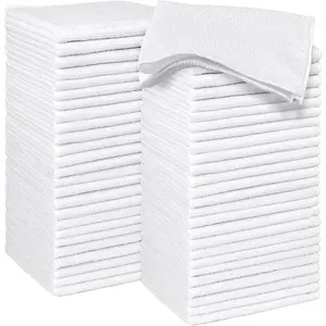 Microfiber Washcloths Towel Pack of 50, 12" x 12" Highly Absorbent and Soft Face Towels Wash Cloths for Bathroom, Gym, Hotel and Spa, Fast Drying Multi-Purpose Cleaning Cloth, White