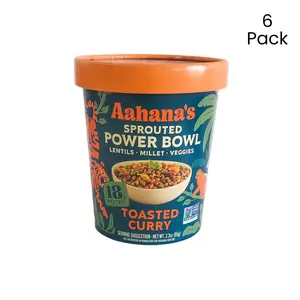 Toasted Curry Sprouted Power Bowl 18g protein, 14g fiber - sprouted, plant-based, vegan, gluten-free, oil-free meal. Ready in 5 minutes.