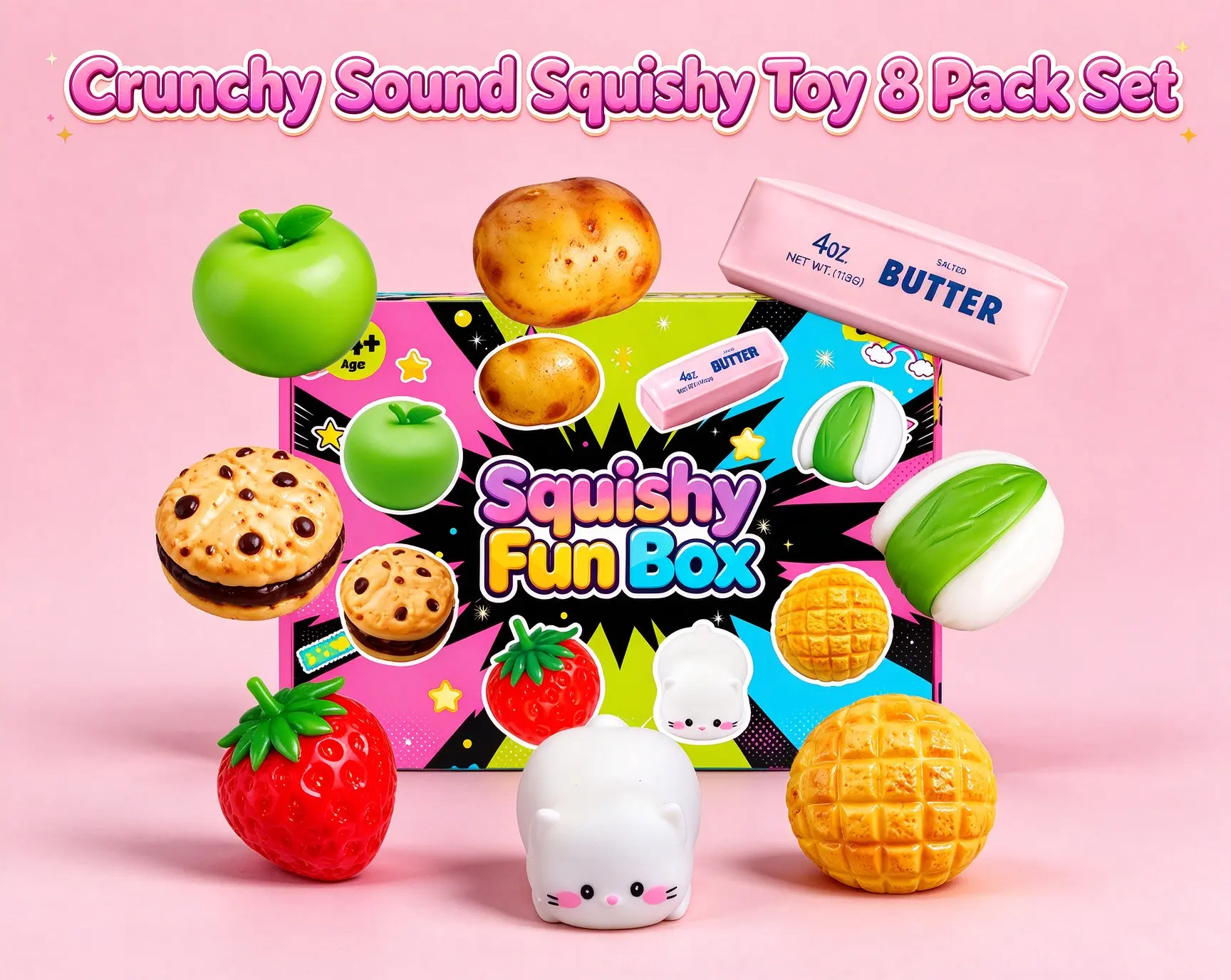 8-Piece ASMR Sensory Fidget Balls Set - Building-Block Filled Squishies Toys, Crunchy Squishy Smushers, Fidgets for Anxiety, Ideal Gift for Teens & Adults, Halloween Squishies