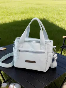 Lightweight Nylon Handbag, Unisex Multi-Layer Design, Detachable Shoulder Strap, Ideal for Travel and Daily Use, Versatile Crossbody Bag