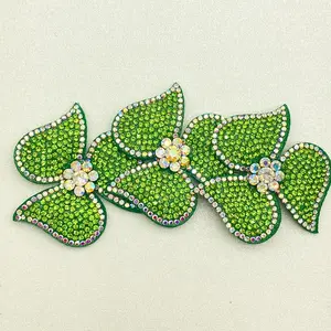 3-Pack Full Sparkling Rhinestone Three-Petal Flower Hand Sewing DIY Craft Supplies, Embellishments for Clothing Shoes Hats Bags Accessories