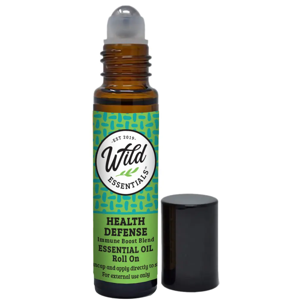 Wild Essentials Health Defense Essential Oil Roll On, 10ml for Immune Boost, 4 Thieves, Made With Pure, Premium Grade Essential Oils and Organic Jojoba oil, Ready To Use, Moisturizer, All Natural