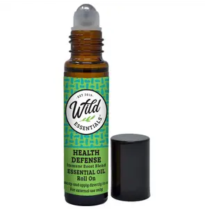 Wild Essentials Health Defense Essential Oil Roll On, 10ml for Immune Boost, 4 Thieves, Made With Pure, Premium Grade Essential Oils and Organic Jojoba oil, Ready To Use, Moisturizer, All Natural