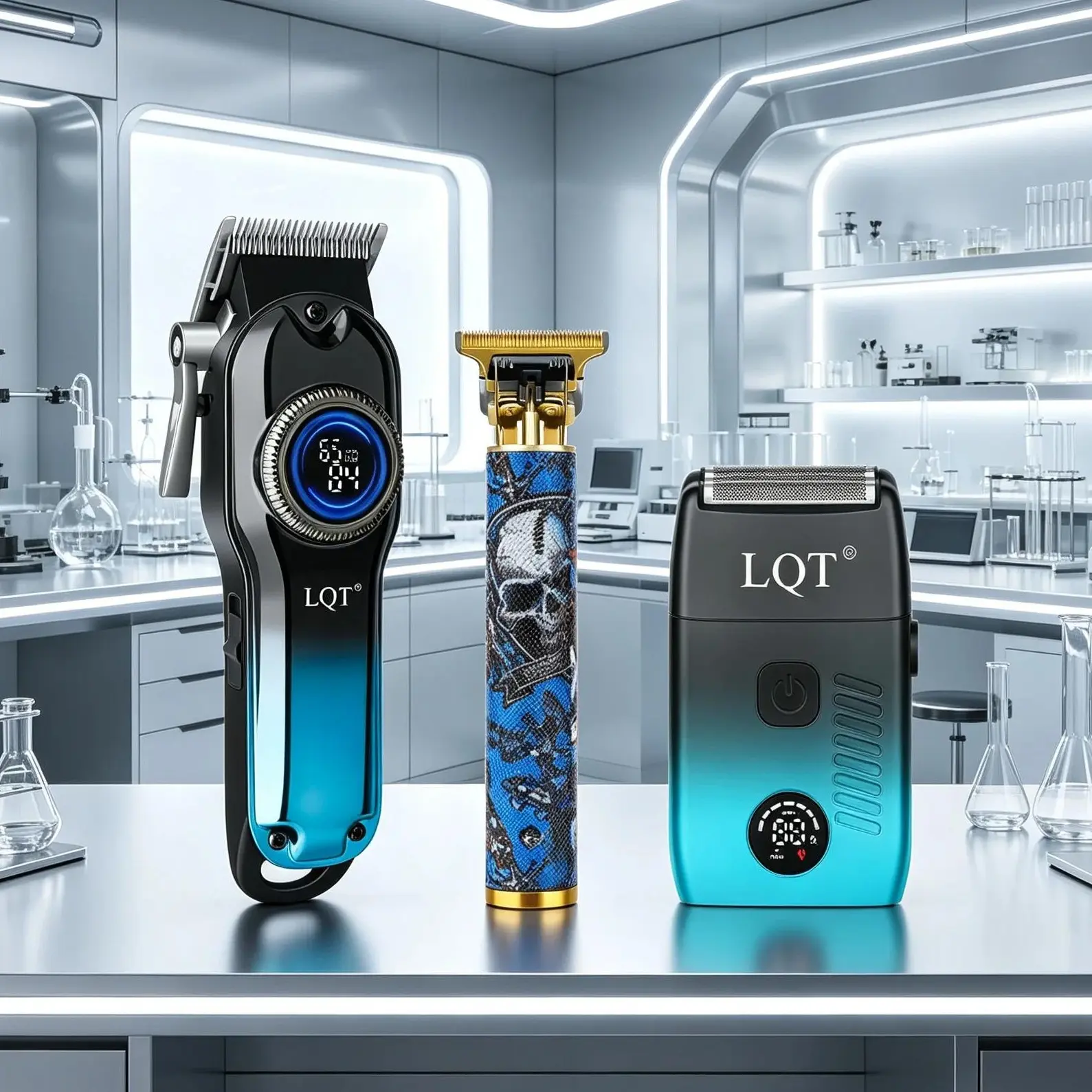 LQT professional haircut kit, with digital display screen, USB charging, includes wireless hair clipper, detail trimmer, electric shaver, haircut cape, guide comb, scissors, cleaning brush, charging cable, comb, home haircut, stylist tools, best gift