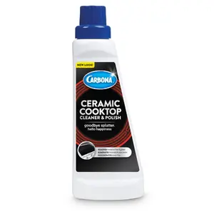 Carbona Ceramic Cooktop Cleaner & Polish - 16.8 Fl Oz Non-Abrasive Formula for Grease & Burnt-On Food Removal - SCHOTT CERAN Approved - Easy Household Cleaning Solution Liquid