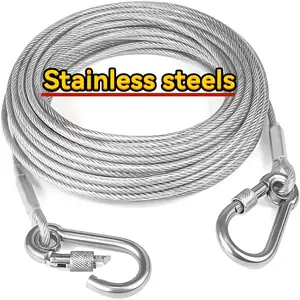 1pc 5m Stainless Steel Portable Clothesline, Durable Anti-Bite Wire Rope for Indoor/outdoor Laundry, Dormitory, Bathroom, Camping Gear, Laundry Products