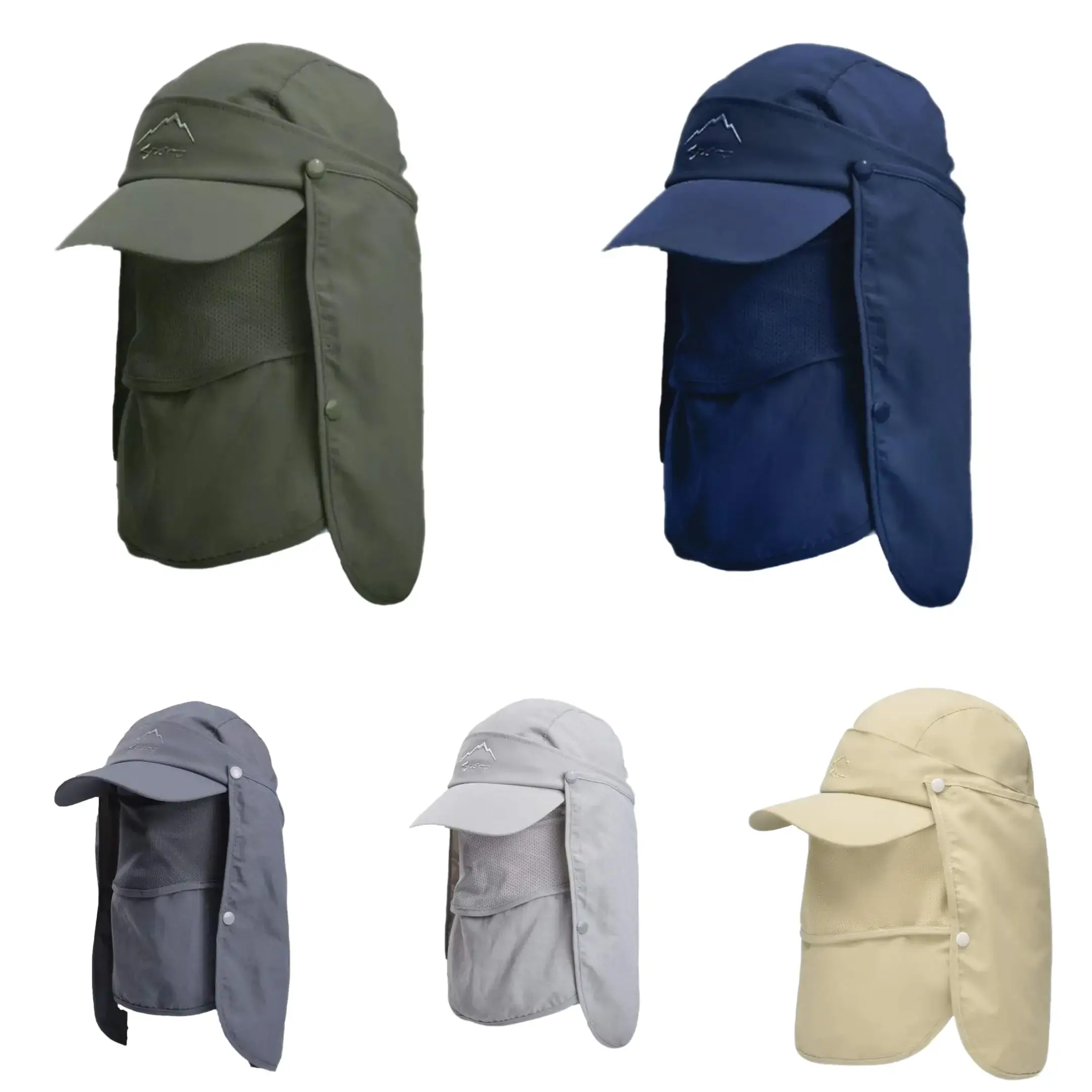 Unisex Polyester Sun Protection Hat - Solar Fishing Sunshade Cap with Neck Face Flap, UPF 50 UV Resistant, Water-Resistant, Quick-Dry, Breathable for Adult Fishing, Hiking, Solar Fishing Hat, Sunshade Hat