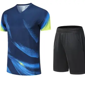 Football Suit Training Vest Breathable Jersey with Short Sleeve and Black Shorts for Breathable Performance