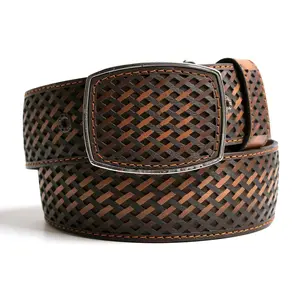 Men’s Western 2" Belt – Laser Cut Leather Design Pattern Cowboy Rodeo Style HC-109