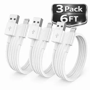 3-Pack 6FT Lightning Charging Cables Fast USB Charger Cord for iPhone 6/7/8/X/11/12/13/14 iPad & AirPods 3-Pack 6FT Lightning Charging Cables Fast USB Charger Cord for iPhone 6/7/8/X/11/12/13/14 iPad & AirPods
