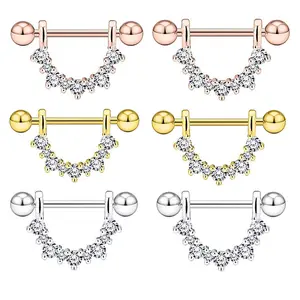 European and American Trend Piercing Jewelry Nipple Rings U-Shaped Zircon Nipple Rings Accessories Jewelry