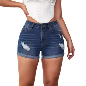 DUTUT Ripped Women's Denim Shorts High Waisted summer bottoms Casual Basics  Ladies Clothing Comfortable Streetwear Womenswear
