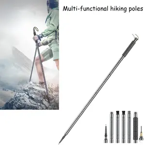 7-in-1 Tactical Trekking Stick Retractable Folding Multi-Function Outdoor Survival Gear for Hiking Travel Accessories Camping Supplies Mountaineering Series Unisex