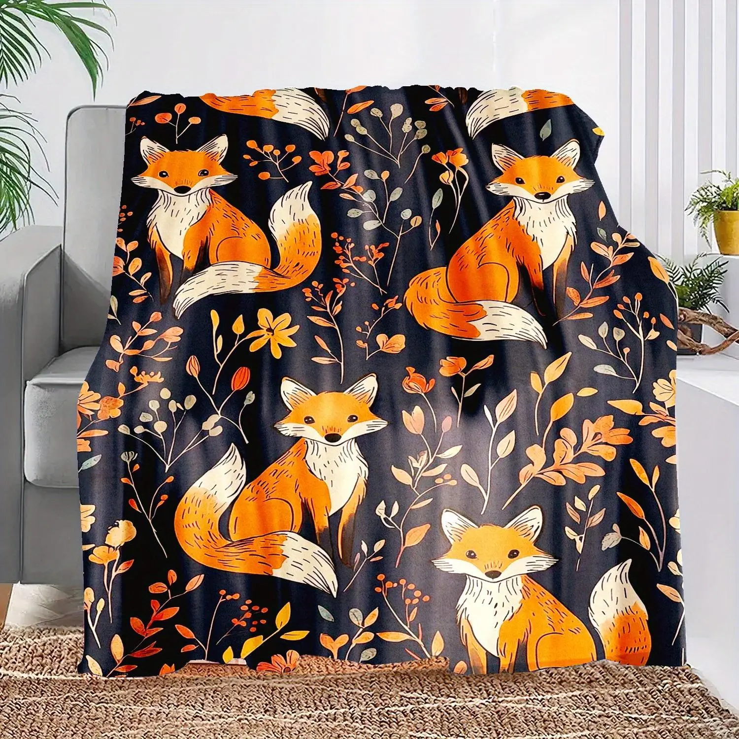 Heirloom Savanna Fox Blanket African Inspired Wildlife Art Buttery Soft Flannel Fabric Generational Gift For Daughters Granddaughters All Season Warmth Easy Care Timeless Treasure warm cozy