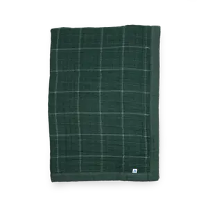 Cotton Muslin Baby Quilt - Evergreen Plaid