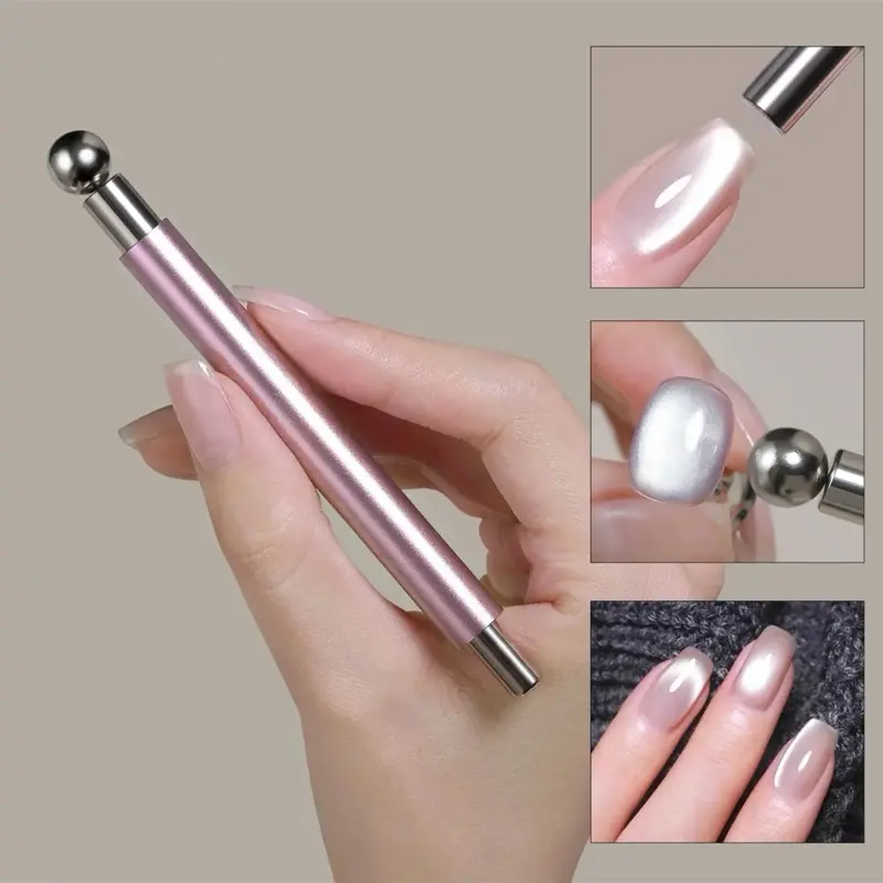 Glass Bead Cat Eye Nail Art Round Steel Bead Magnet Rod Large Double-Head Magnet Multi-Function Magnetic Stone Nail Polish Magnet Tool Nail Salon Specialized Tool  Nail Art tool nail care cat eye nail super strong magnet nails