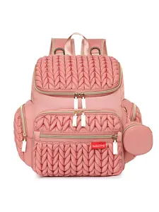 Quilted Multifunctional Backpack, Lightweight Large Capacity Mom Bag, Mommy Backpack, Premium Woven Texture, Multiple Compartments, Waterproof Quilted Backpack