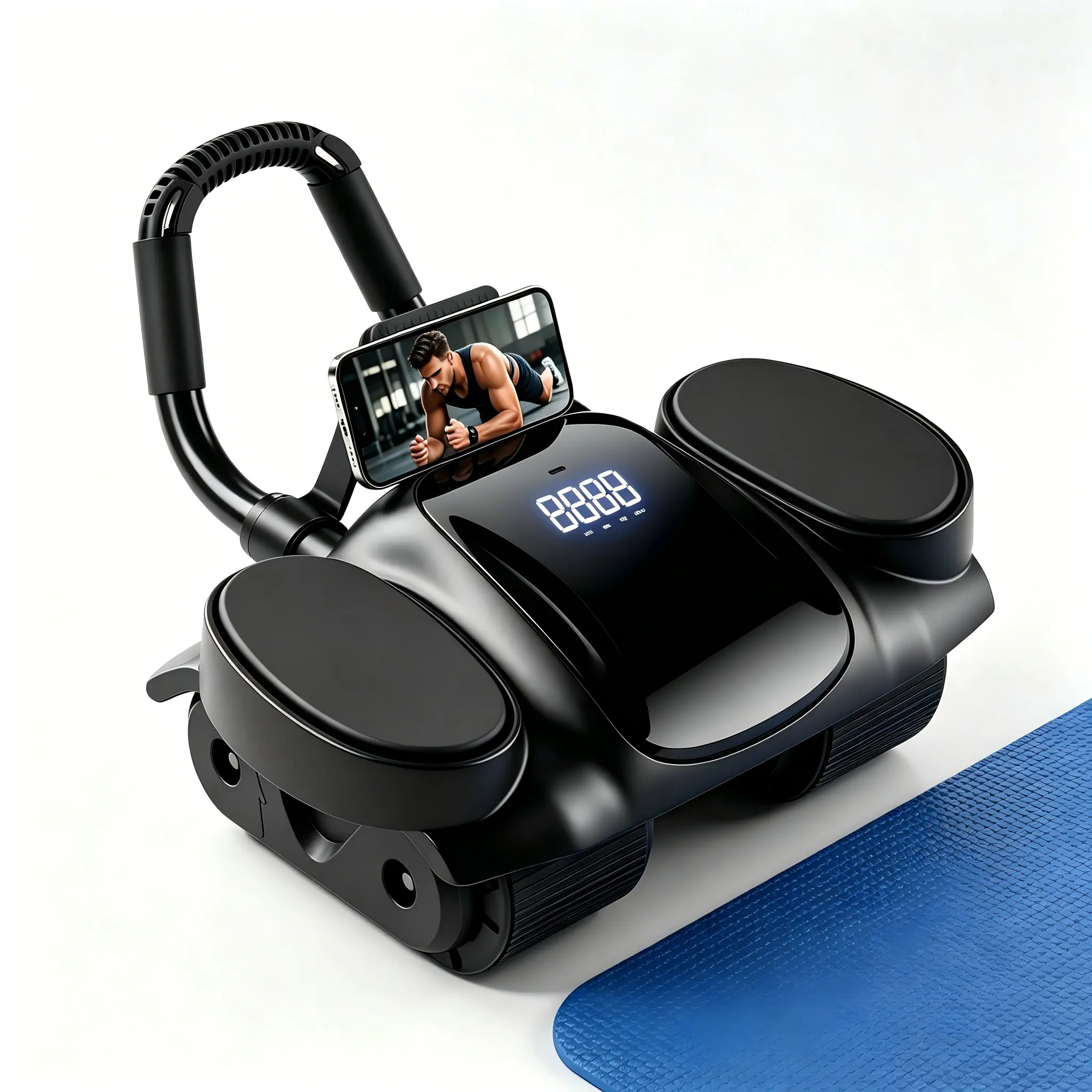 4 Wheel Auto Rebound Ab Roller with Digital Counter, Thick Elbow Pad & Phone Holder, Smooth Core、 Trainer for Home Gym Unisex Fitness Equipment Abdominal Exercise Equipment Abdominal Workout Machine foam roller ab roller ab roller wheel glutes trainer