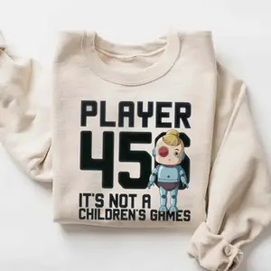 Player 456 Sweatshirt, Childrens Games T-Shirt, Game Squad Tshirt, Obsessed Gambler Crewneck, Red Light/Green Light Robot Doll Sweater