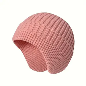 Women's Multifunctional Plain Knit Beanie Hat, Soft Comfortable Winter Warm Earflap Cap, Outdoor Cycling Sports Essential Gift, Outdoor Hiking Hat