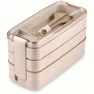 Adult Lunch Box Set, Bento Lunch Box, 3-In-1 Compartment Container, Microwave & Dishwasher Safe, Suitable for Lunch, Snacks, School, Travel