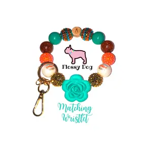 Matching Bead Wristlet | Keychain Add On | Beaded Keyring Bracelet to Match Dog Collar | Custom Handmade Dog Mom Accessories