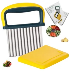 Premium Crinkle Cutter Knife with Safety Cover  | Effortless Wavy Cuts for Fries, Veggies & Fruits | Sharp, Safe & Chef-Approved