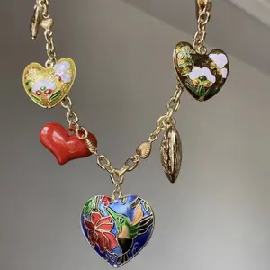 Long Layered Female Necklace with Heart Pendants - Mother's Day Gift for Women, Bohemian & Classy, Ideal for Daily Wear, Parties, Professional Settings, Trendy Fashion Accessory